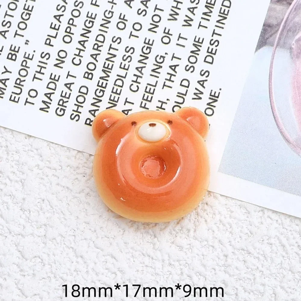 8/16/24pcs Shiny Cartoon Bear Bread Resin Flatback Charms Non-Magnetic DIY Decorative Crafts for Phone Case Hairpin Scrapbooking
