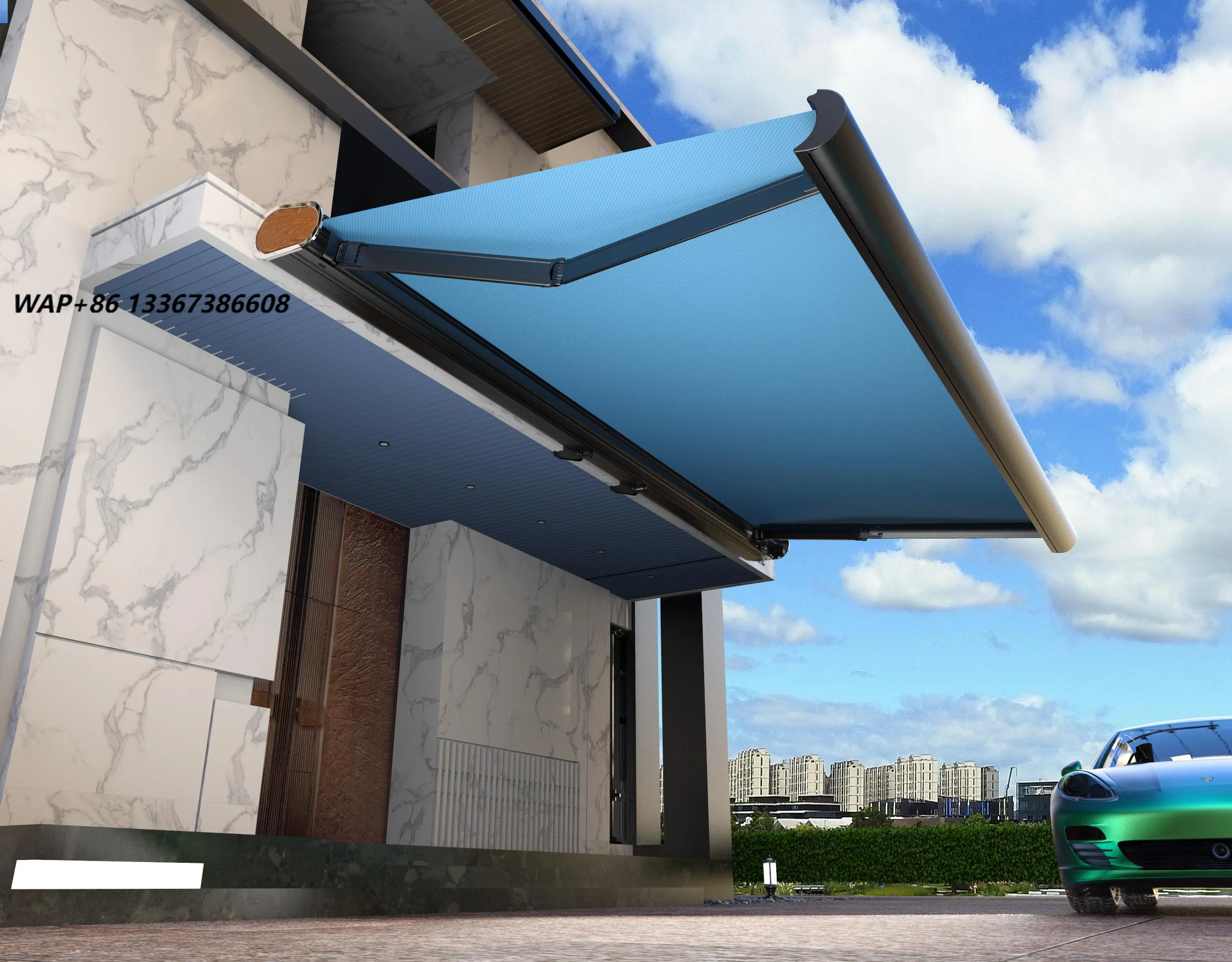ZSHINE Motorized Full-Cassette Awning Custom-sized Outdoor Sunshade  Aluminum Alloy Electric Sunshade  Waterproof Telescopic