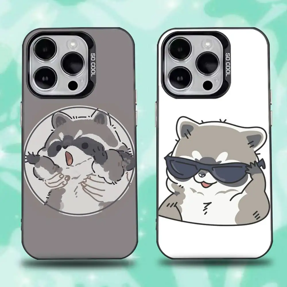 

Raccoon Cute Phone Case For iPhone 16,15,14,13,12,11,Mini,Pro,E,SE4,XS,MAX Black Candy Matte Cover
