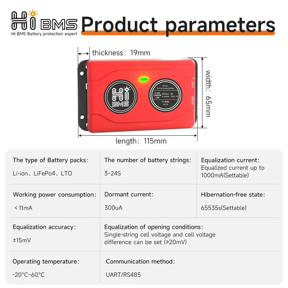 Inteligentny Balancer aktywny 1A LiFePO4 BMS 4S 12V 8S 24V 16S 48V korektor akumulatora litowo-jonowego Bluetooth RV hulajnoga