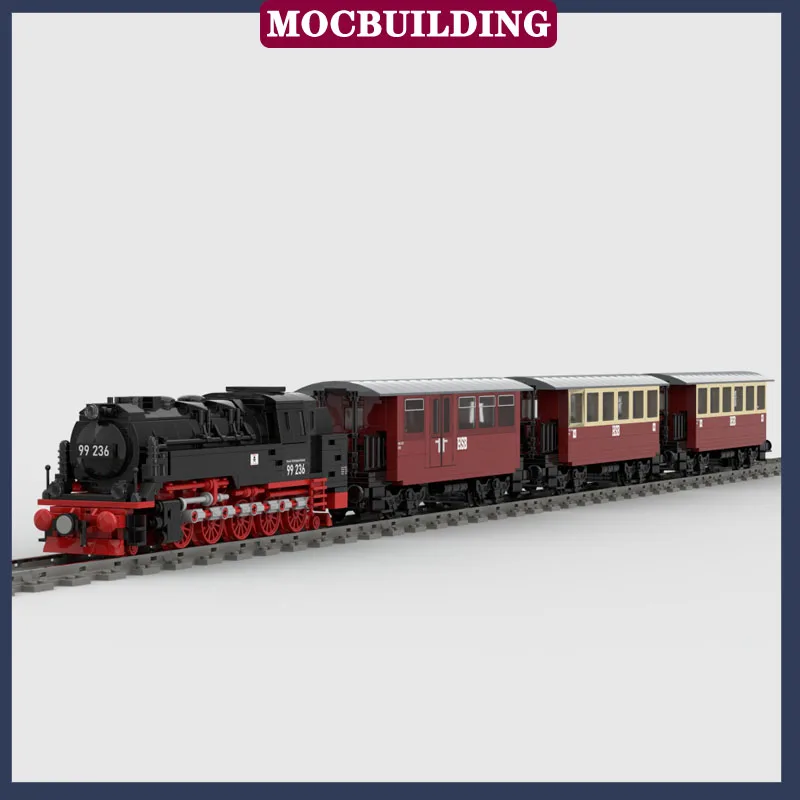 MOC City Railway Steam Locomotive Model Building Block Transport Train Passenger Car Collection Toy Gifts