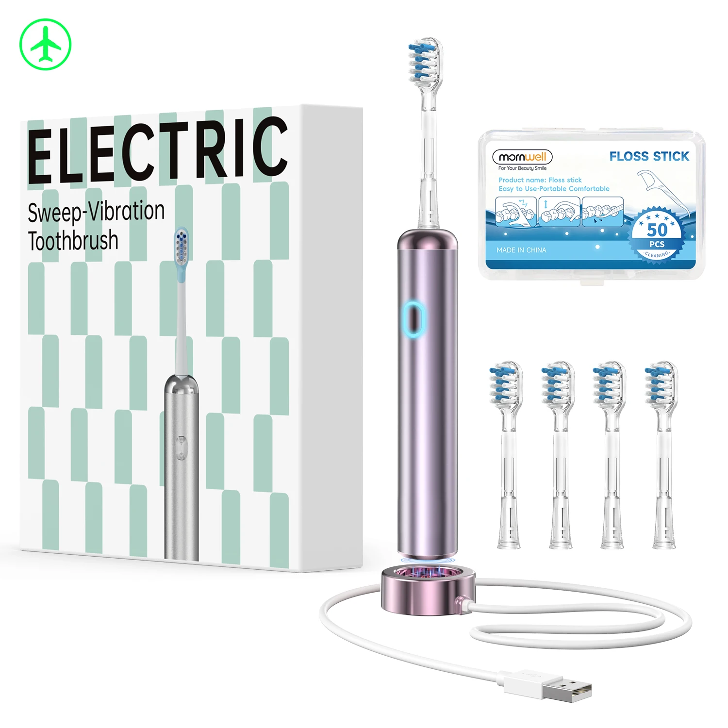 

Электрическая зубная щетка с осциллирующей волной, зубная щетка с звуковой вибрацией для взрослых с 4-мя щетинами DuPont, зарядка Wireles