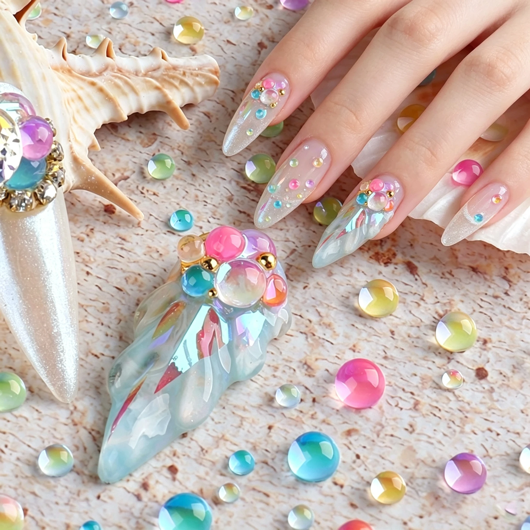 2880 Pieces Half Round Gem Beads Multi Color Rhinestones for Nail Art Phone Cases Hats DIY Clothing and Accessories Decoration