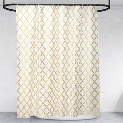 PEVA Geometric Shower Curtain Waterproof Bathing Cover Plaid Bath Curtains for Bathroom Bathtub with Hooks Quick Dry Fabric