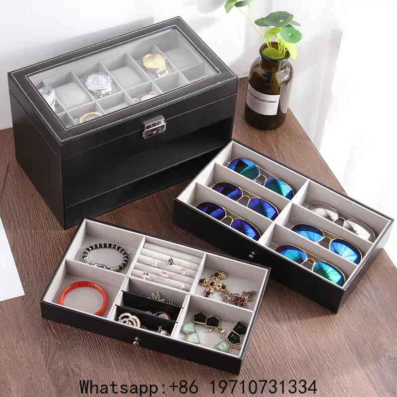 3 Layer Black Leather Watch an - огляд і ціна Jewelry Box With Watches