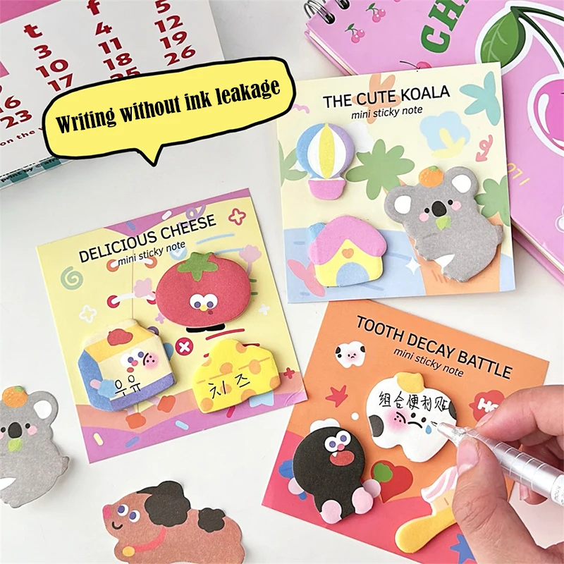 90Sheets Cartoon Kawaii Special-shaped Sticky Notes Aesthetic Decorative Notes N Times Sticky Reading Labels School Supplies