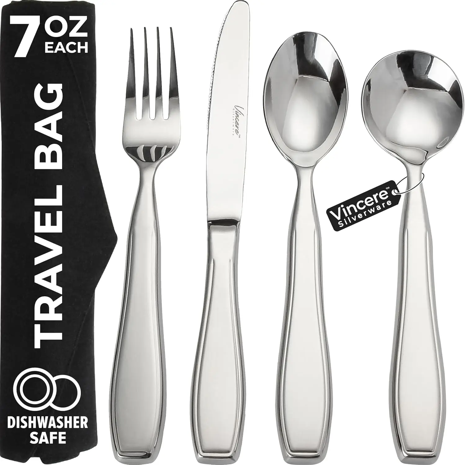 

Heavy Weighted Utensils for Hand Tremors and Parkinson's, Stainless Steel Adaptive Silverware Set with Non-Slip Grip