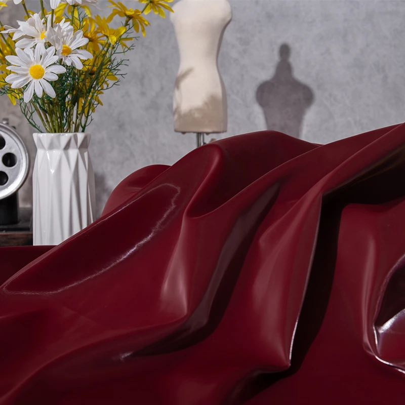 Wine Red Leather Fabric PU Material Wide Wear-resistant Artificial Leather Clothing Cloth By The Meter for Sewing Diy