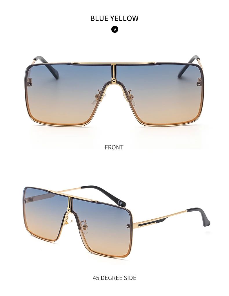 Übergroße Steampunk Einteiler-Sonnenbrille für Herren 2026 Luxusmarke Randlose Punk-Sonnenbrille für Männer Vintage Eyewear Shades – Detail 18