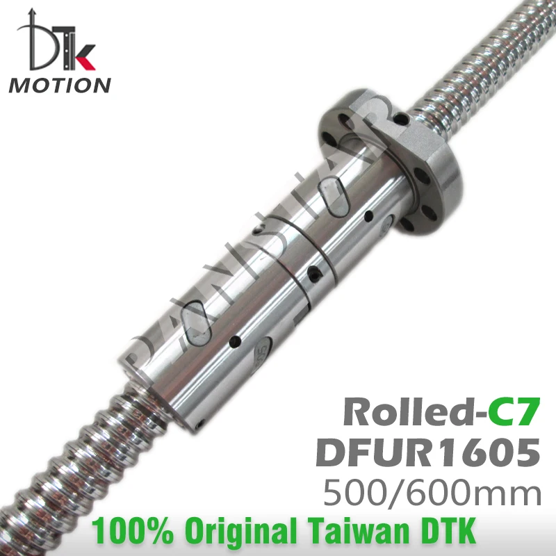 DTK Taiwan Double Nuts DFUR1605 Rolled C7 R16 Lead 5mm Ball Screw Thread Shaft High Precision FlangeSpindles Replace TBI OFU1605