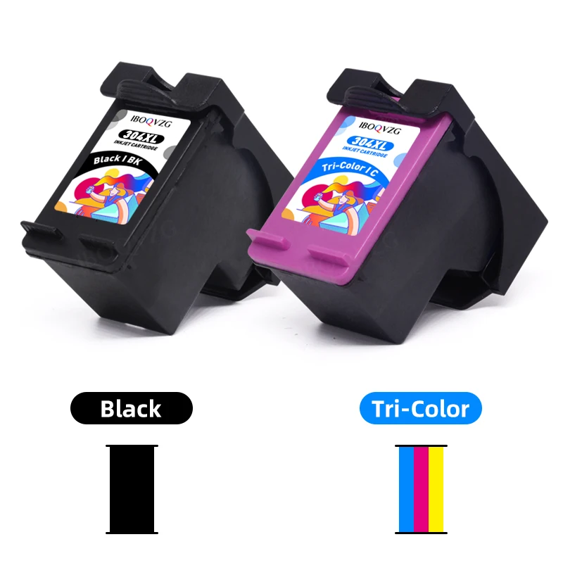 IBOQVZG 304XL Ink Cartridge For HP304 For HP 304 XL Deskjet ENVY Officejet 2620 2630 2632 3730 5020 5032 Printer