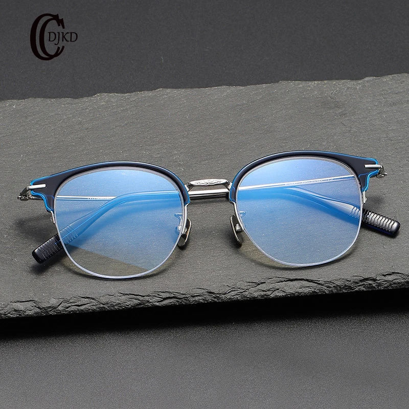 

2024 New 80988 titanium oval Eyeglass Frame Men And Women High Quality Half Frame Fashion Designer Personalized Retro Glasses