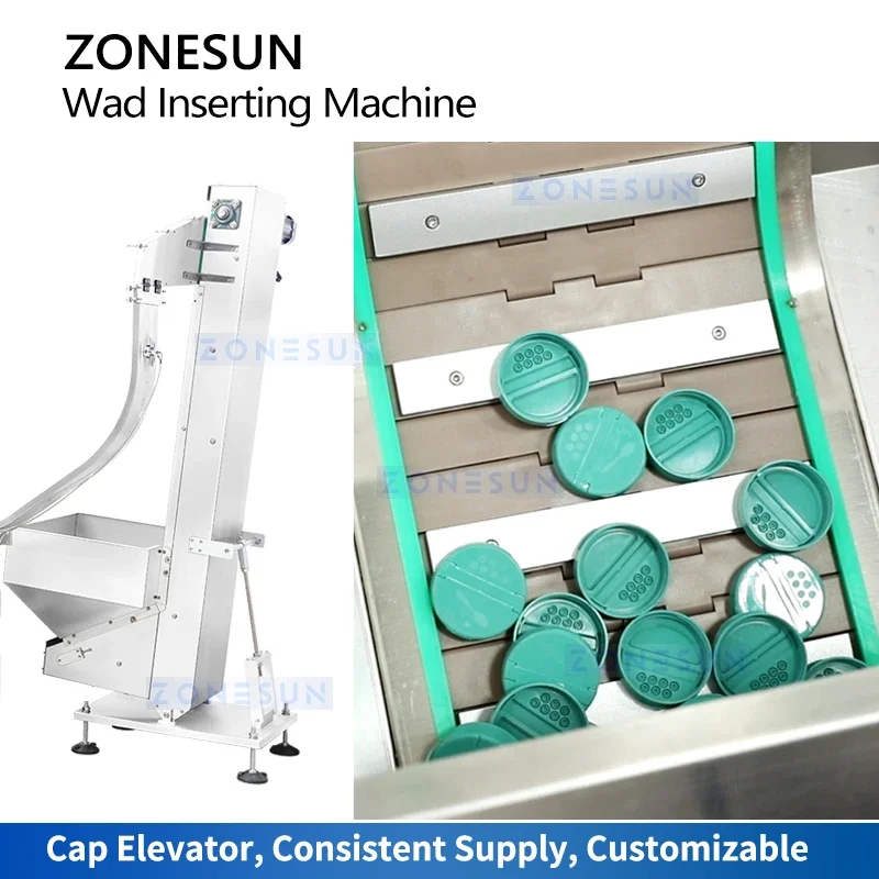ZONESUN ZS-WIM03 Dual-Lane Automatic Cap Liner Insertion Machine High Speed Bottle Cap Wad Sealing Packaging Equipment