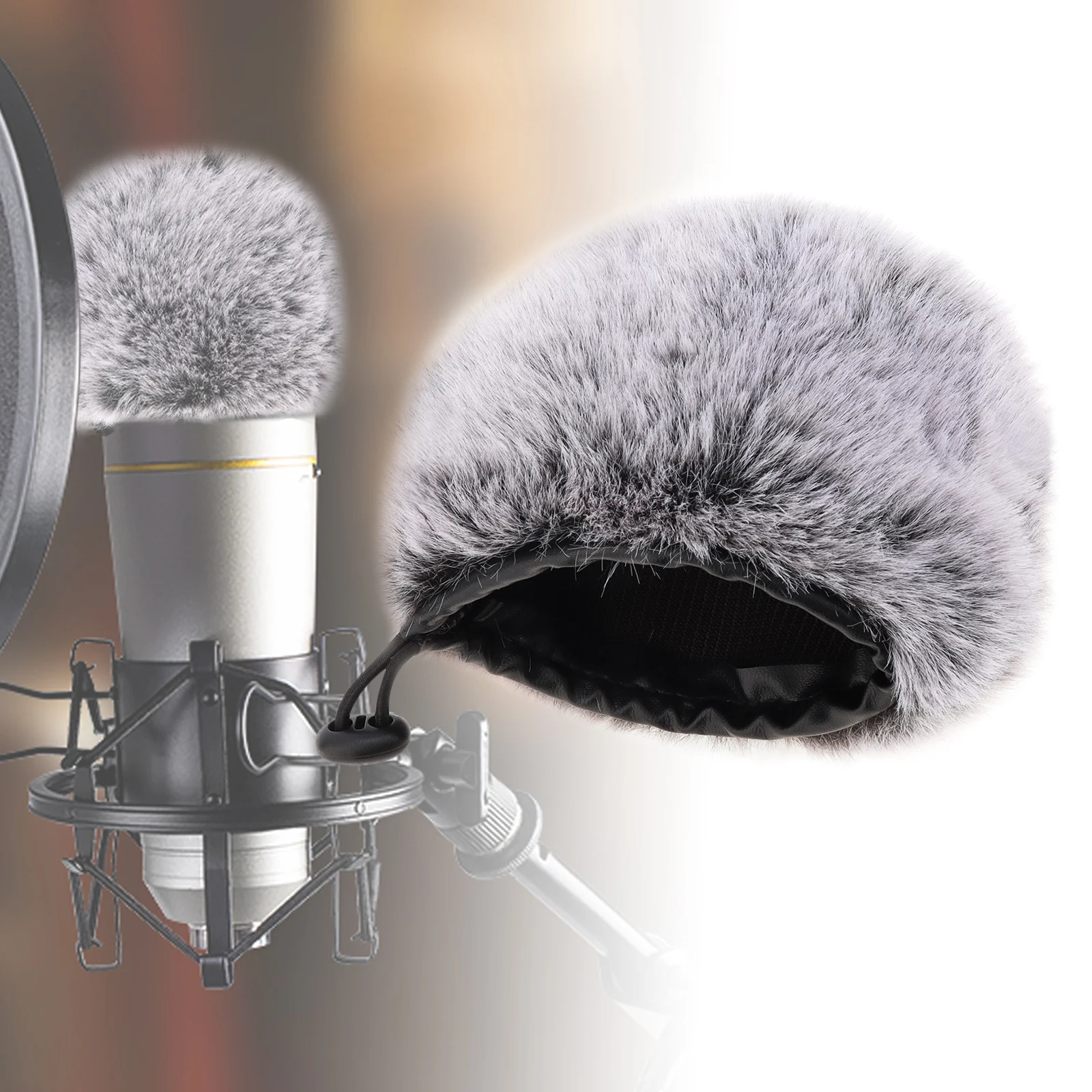 

Microphone Wind Muff Windscreen Muff Fluffy Mic Wind Cover, Microphone Furry with 3 Colors Optional