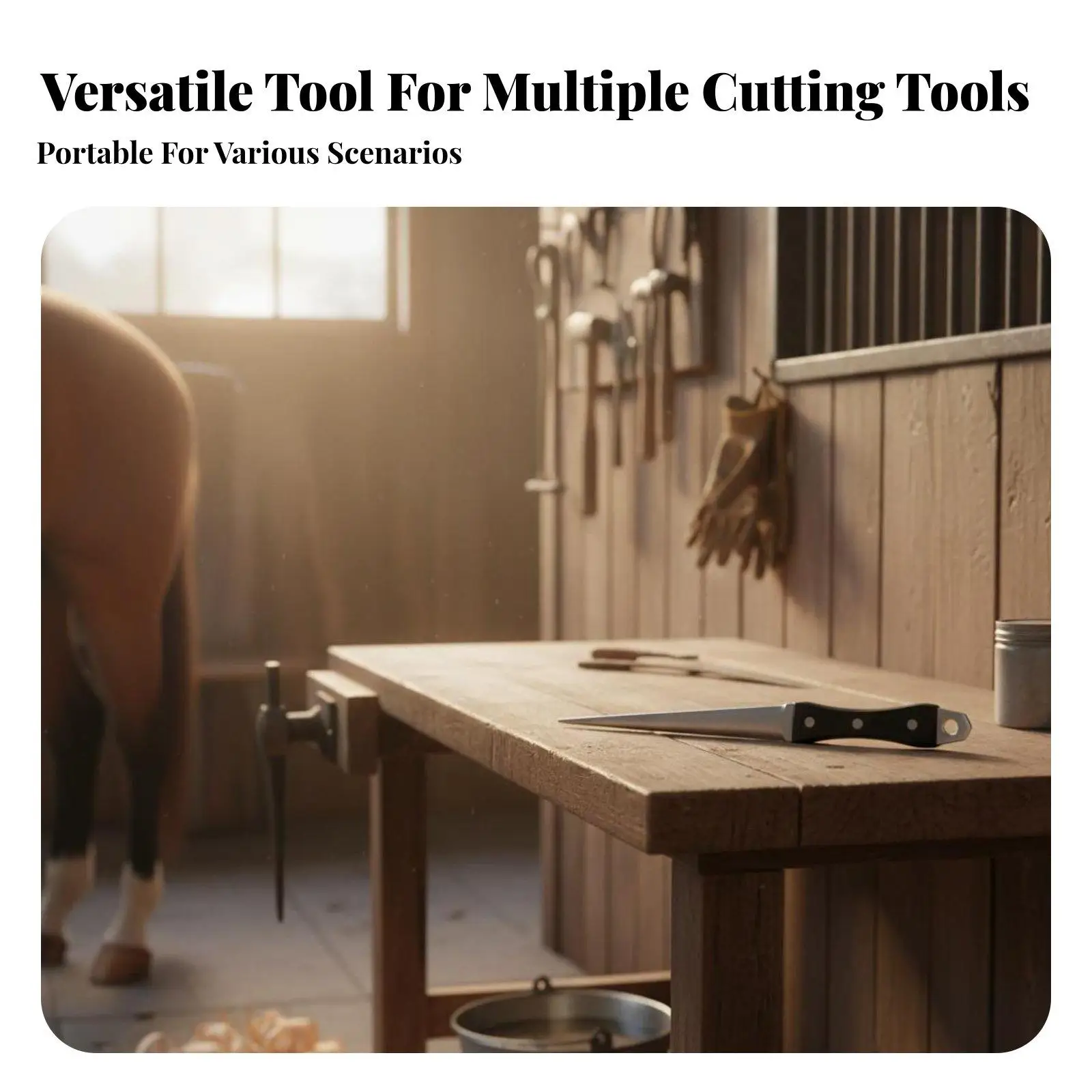 Hoof Sharpener Solid Wood Handle Portable Sharpening Rod for Horse Owners,