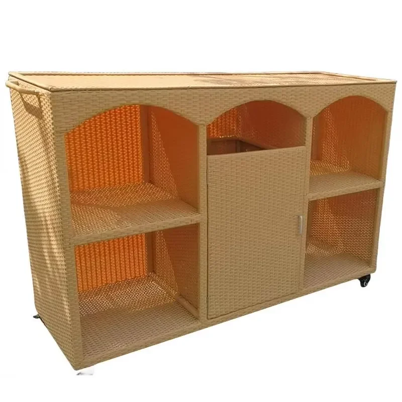 Custom Pool Furniture Removable PE Rattan Wicker Storage Organizer Weatherproof Outdoor Towel Valet