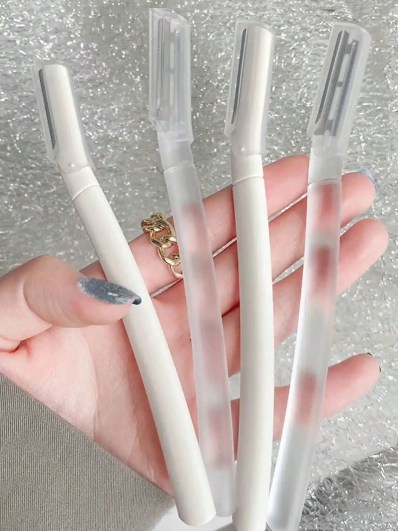 

4pcs Straight Handle Eyebrow Trimmer Eyebrow Trimmer Crescent Eyebrow Trimmer Scratchproof Portable Beauty Tool Trimming Blade