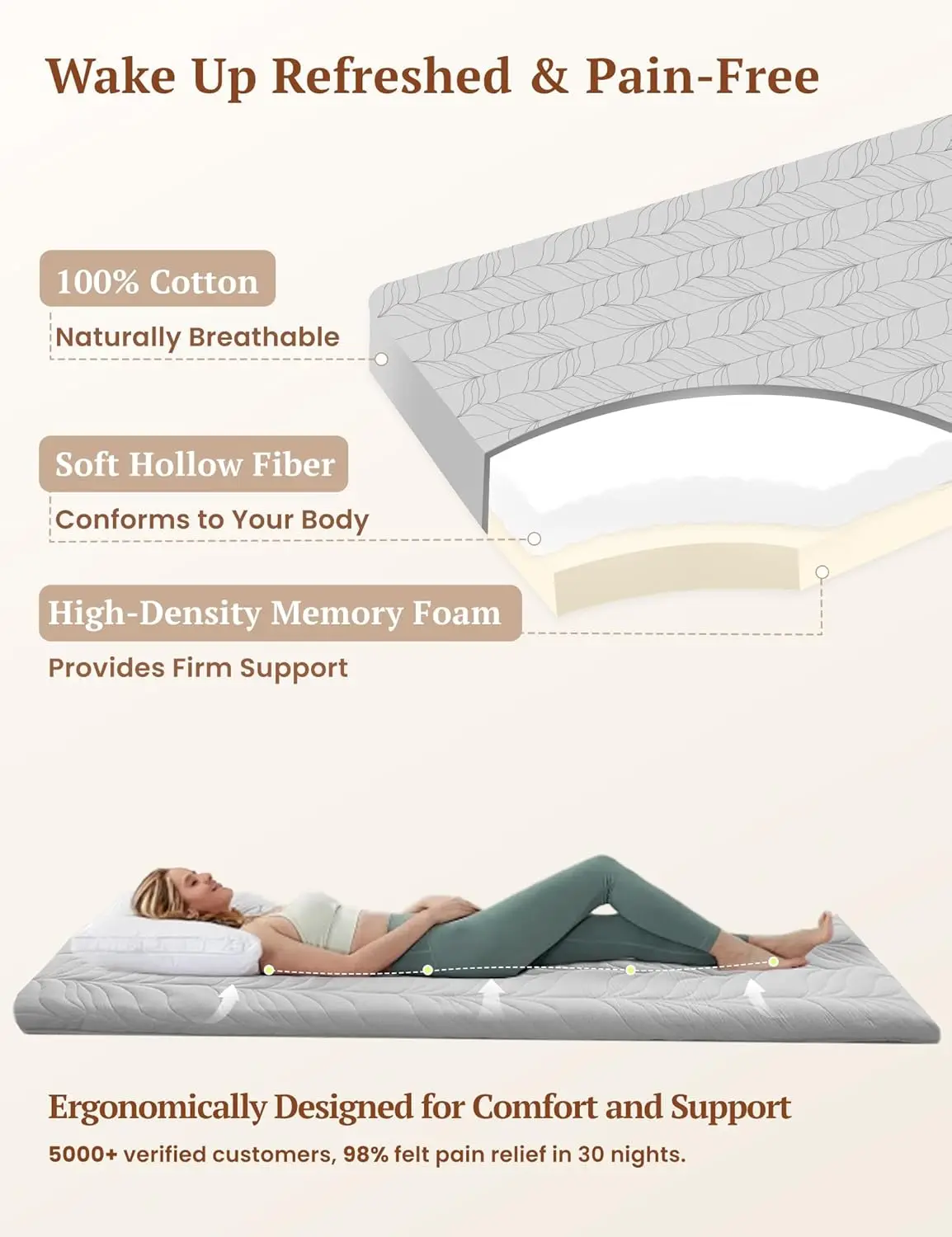 Matelas de sol japonais Futon, matelas pleine grandeur, épais, enroulable, polymères de tatami avec housse lavable 100% coton, portable et pliable