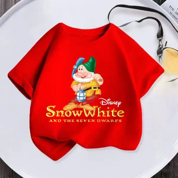 Disney Summer Kids Clothing T-shirt Girls Kids Top New Fashion Snow White cartoon toddler crewneck cool short-sleeved shirt