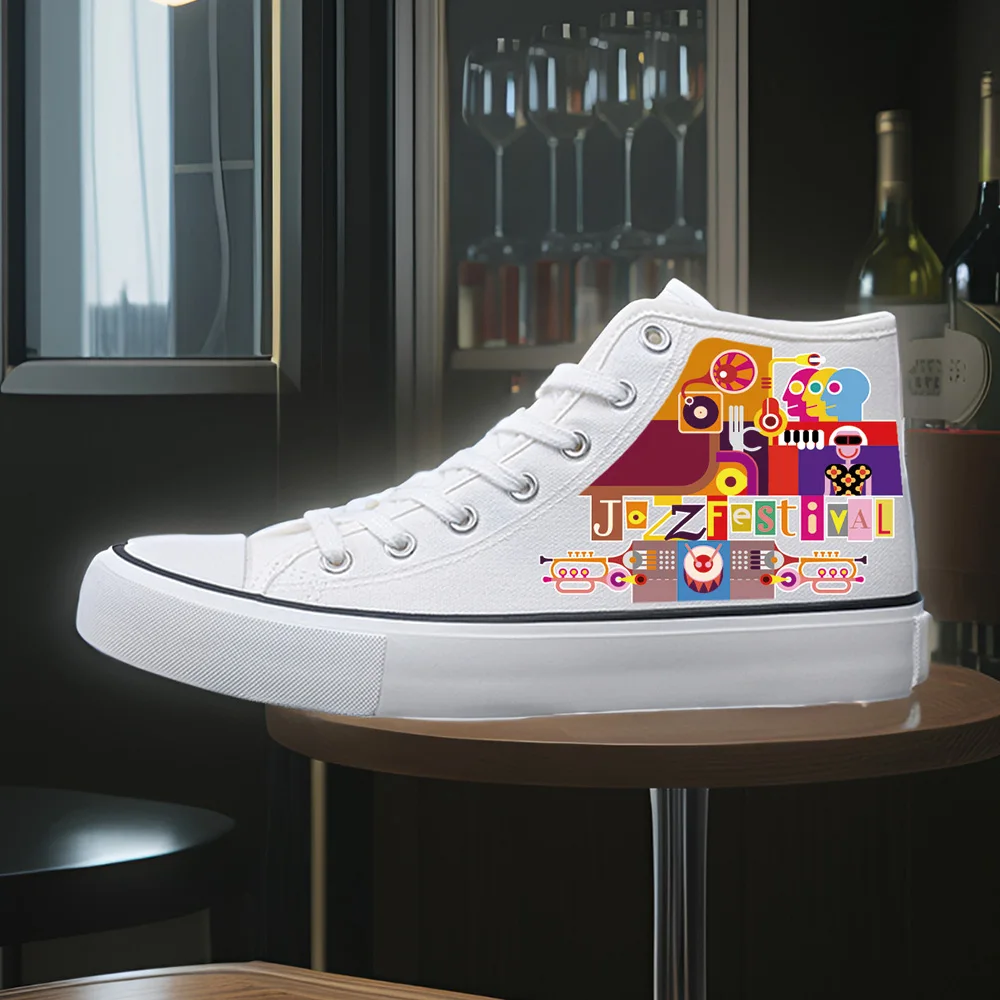Women's Sports Shoes Student Sports Enthusiasts Spring and Summer Music Festival Women's Canvas Shoes Round Toe High Top Round Toe Flats Bottom Breathable Vulcanized Shoes Digital Printing Women's Shoes