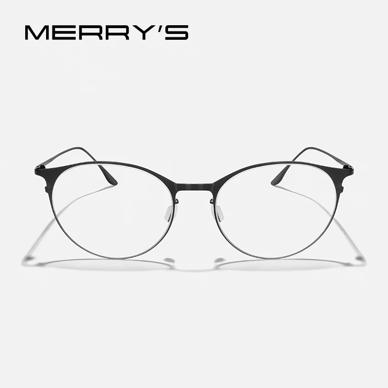MERRYS DESIGN Pure Titanium Cat Eye Glasses Frame Retro Oval Prescription Eyeglasses For Men Women Optical Eyewear S2184