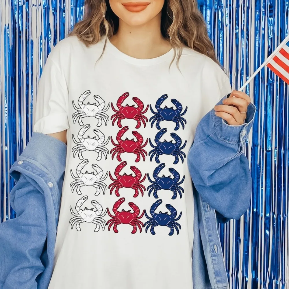 Camiseta Patriótica de Cangrejo, Camiseta de Cangrejo para el Día de la Independencia, Regalos de Cangrejo para el 4 de Julio, Camiseta para Amantes de la Comida, Regalo para Amantes de los Mariscos, Camiseta para Amantes de los Crustáceos, Camiseta para 