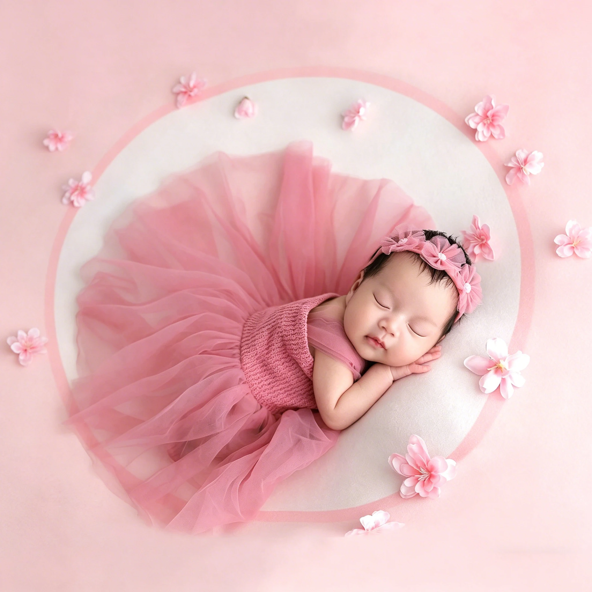 Newborn Photography Dress With Flower Headband Infant Princess Skirt Tulle Mesh Baby Dress Photo Prop Clothes Baby Party DressHD