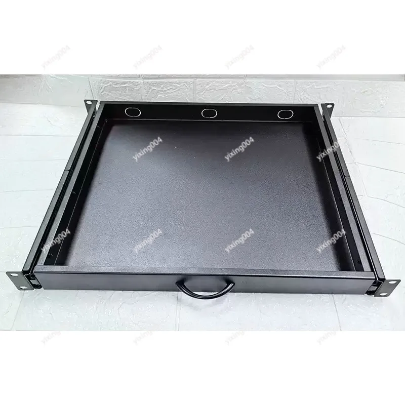19 Inch Cabinet Sliding Shelf, Telescopic Tray 1U Drawer, Keyboard Mouse Stretch Storage Panel for Server Room