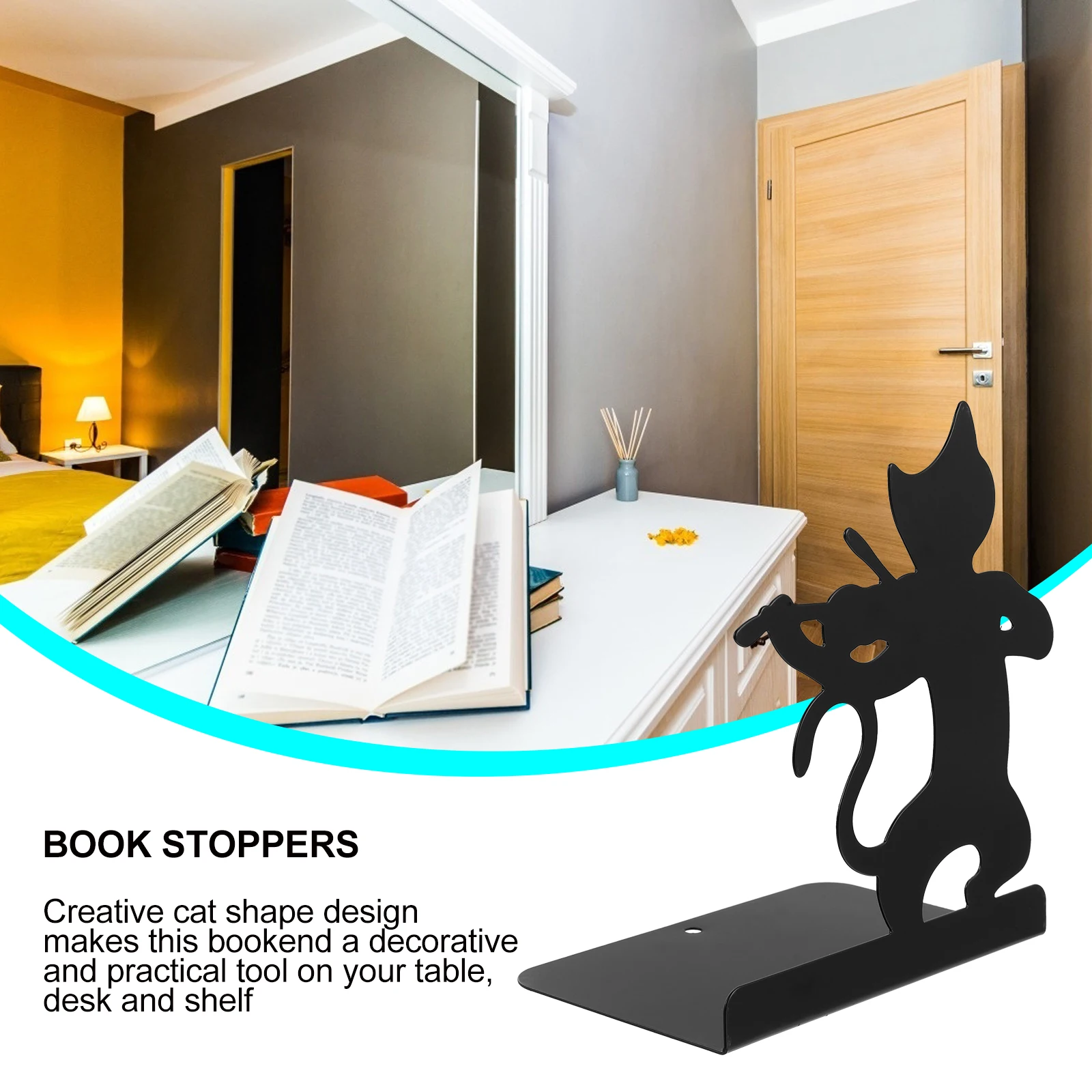 

Creative Cat Bookends Desk Supports Non slip Iron ganize Books Magazines Shelf Home Office Classroom Library