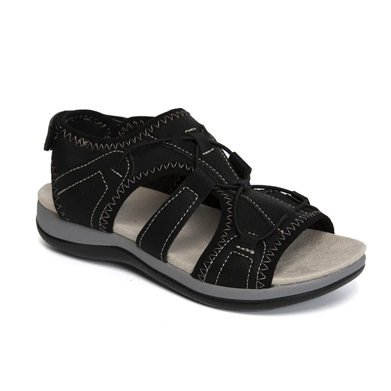 Damen Sandalen Sommer neue runde Kopf atmungsaktive lässige Sandalen große flache Strands andalen Frauen Zapatos de Mujer – Detail 7