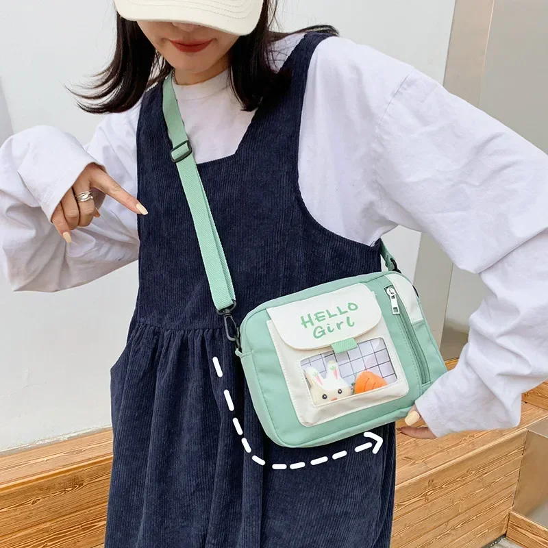 Crossbody Vrouw 2023 Nieuw Schattig Meisje Canvas Student Koreaanse Versie Met Één Schouder Kleine Vierkante Tas Multifunctioneel All-Match Kruis