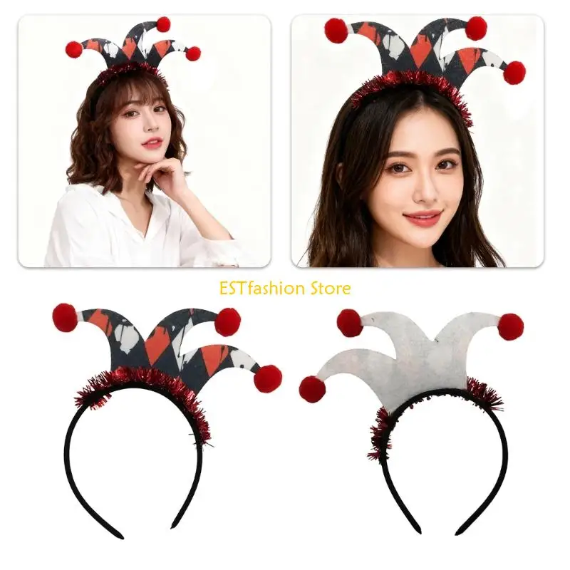 

Y5GC Lovely Clown Headwear For Parties Felted Hair Accessory Kids Costume Decoration