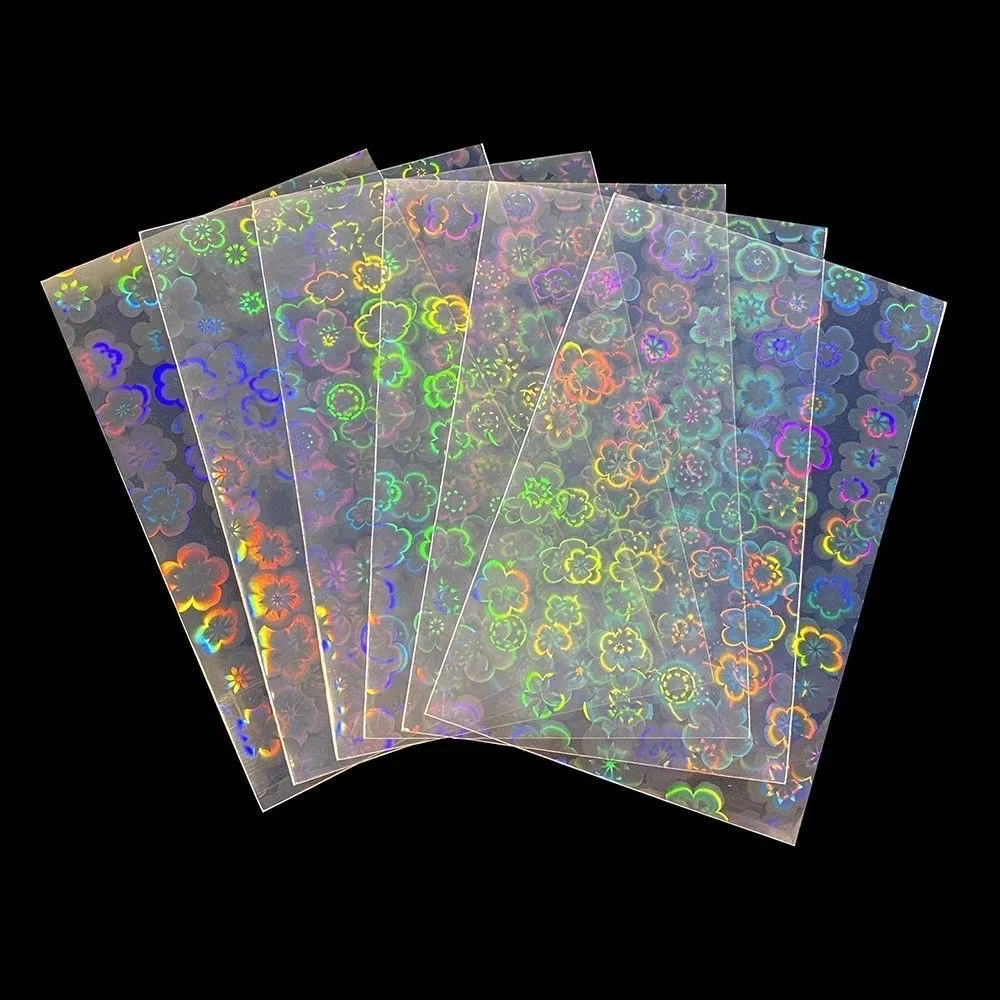 50PCS 62x90mm Laser stars hearts rainbow pixel pixel grid Game Idol Card Protector Holographic Clear Card Film sheets Sleeves