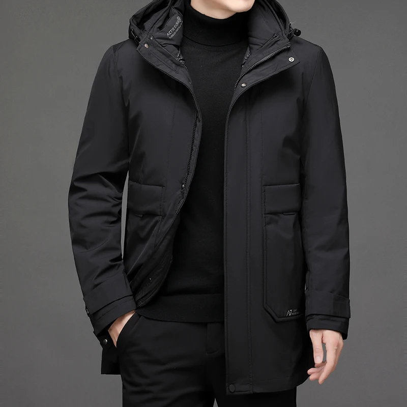 Detachable Liner & Hat Cotton-Padded Jackets 2025 Winter Men's Business Casual Hooded Down Coat Outdoor Windproof Thicken Parkas