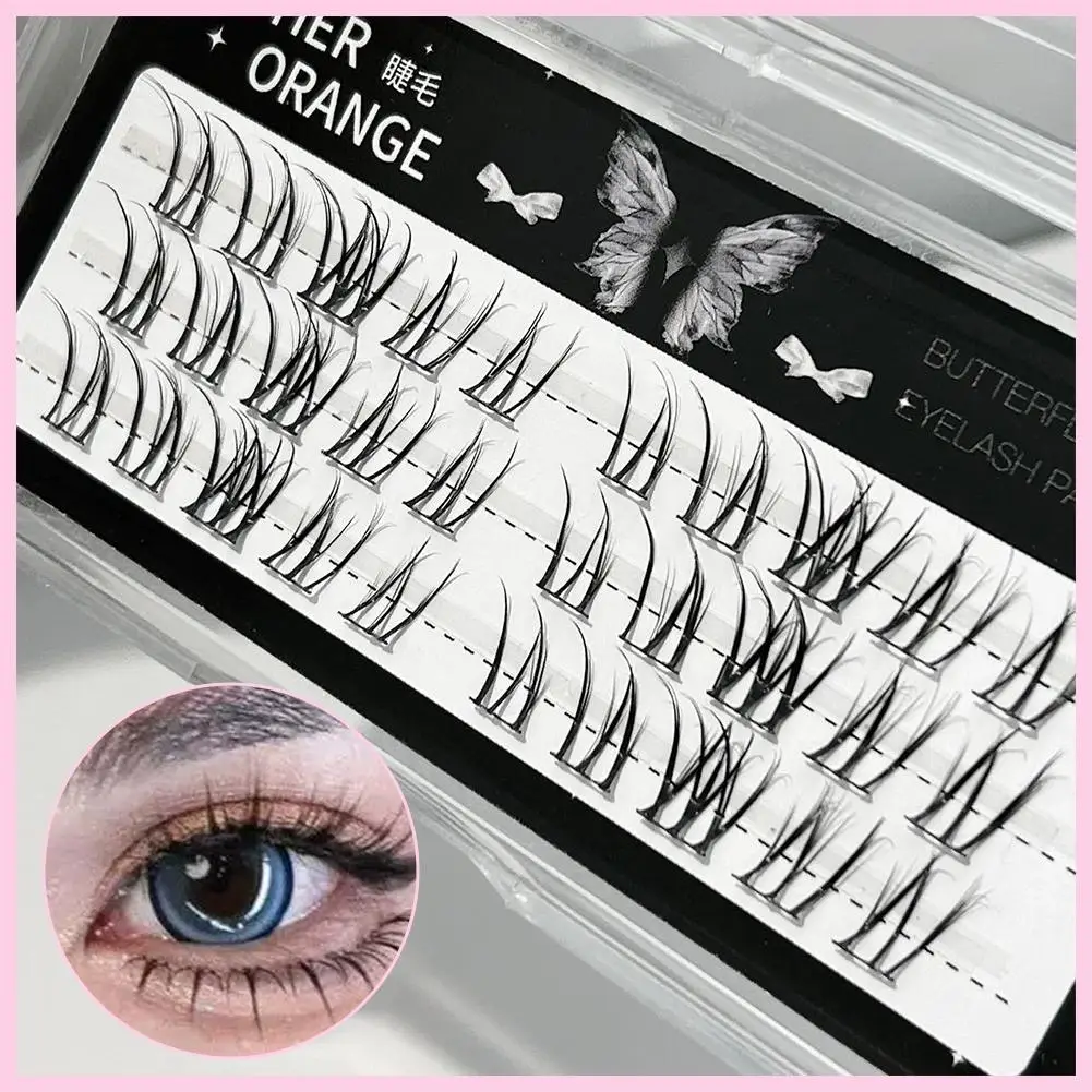 Pestañas postizas de estilo tailandés, sin necesidad de pegamento, extensiones de pestañas voluminosas naturales, grupo de pestañas DIY segmentadas A3V0