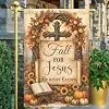 Fall for Jesus Garden Flag, Premium Thick Double Sided Fabric Autumn Christian Flag for Yard Lawn Thanksgiving Outdoor Decor llz