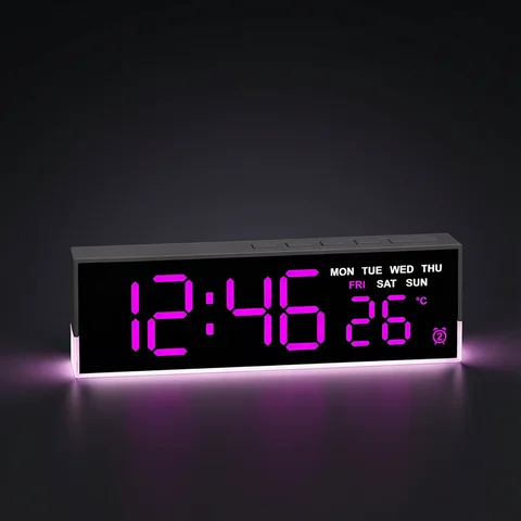 USB Powered Digital Alarm Clock with White Mood Light TEMP Week 2 Alarm DST Table Clock 3 Levels Brightness 12/24H LED Clock
