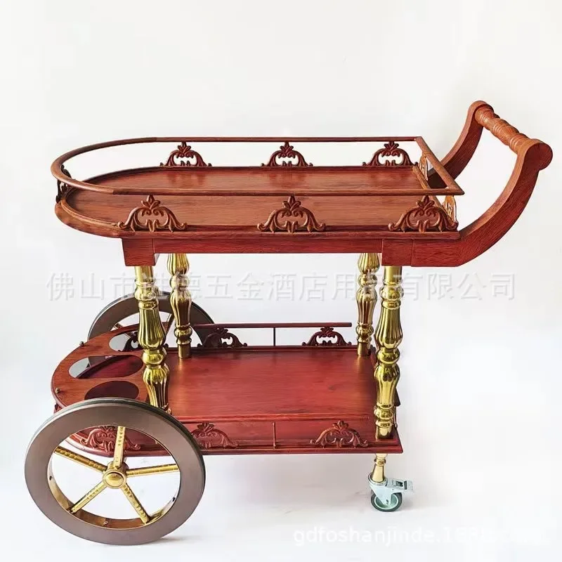 Hotel high-end wine cart Titanium stainless steel thickened food delivery cart European-style villa home, mobile KTV trolley