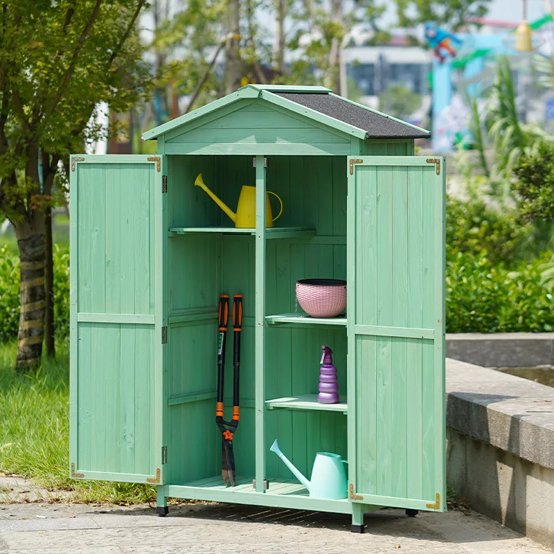 

Outdoor cabinet Garden rainproof solid wood cabinet Glove box Sunscreen sunscreen tool room storage Cleaning gardener