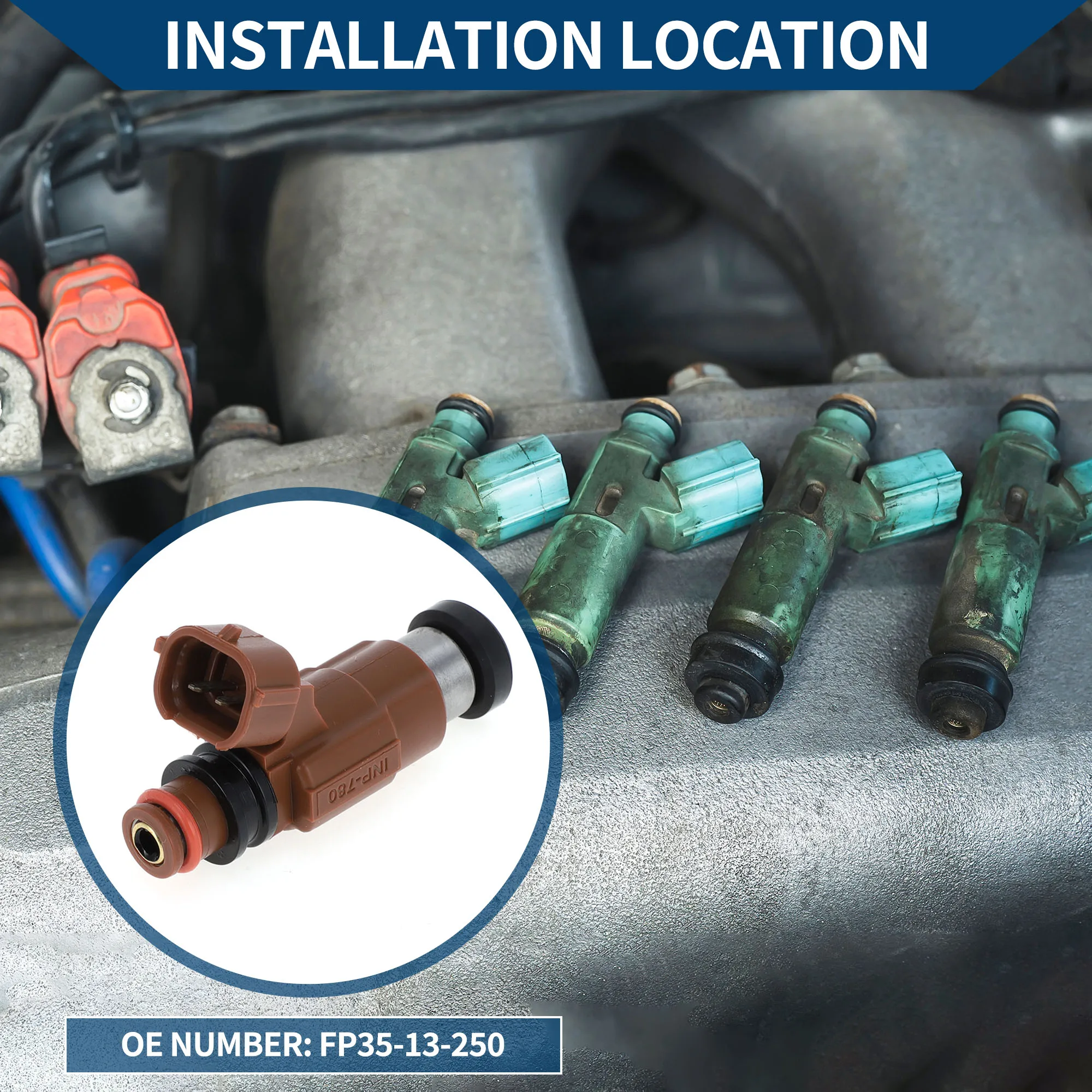 

Топливная форсунка UXCELL No FP35-13-250 для Mazda 626 LX 2.0 00-02 1 шт. коричневая