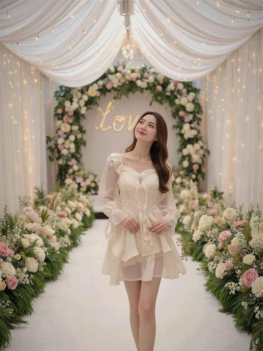 

Женские белые платья для женщин с драпировкой и оборками, осень, ретро, корейский дизайн, карандаш, винтажный, модный, с высокой талией, элегантный, мягкий