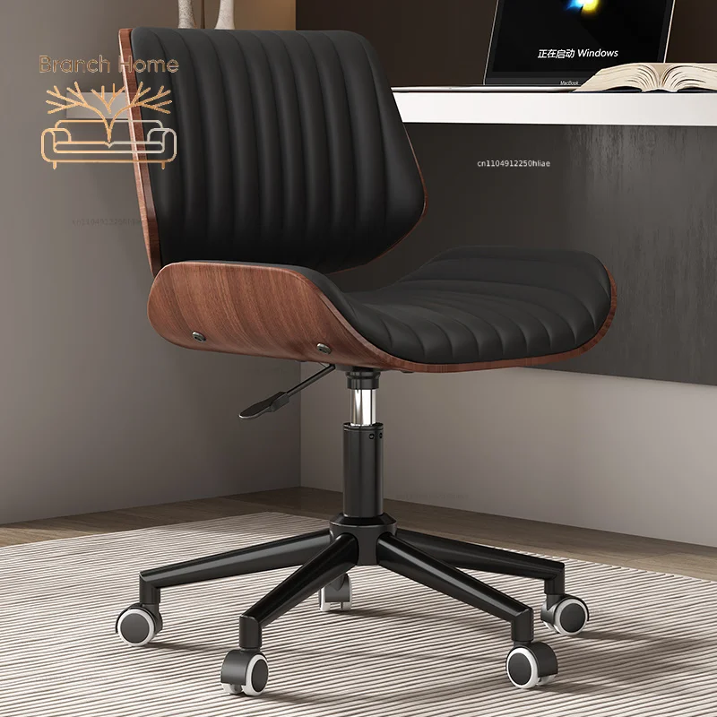 Italian Solid Wood Computer Chair, Light Luxury Office Chair, Desk Chair, Genuine Leather Material, High Quality, Designer Style