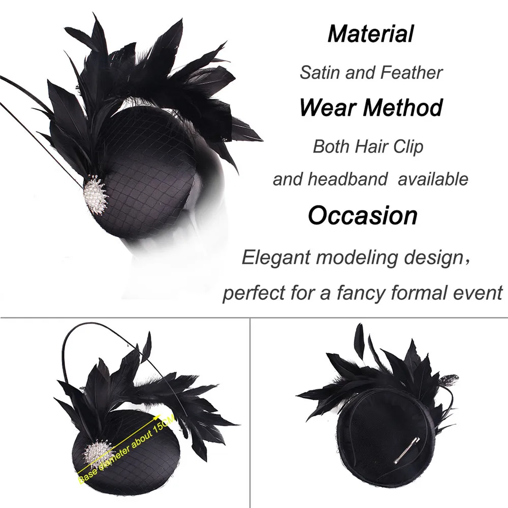 Satin Green Fashion Wedding Fascinator Hat Bridal Elegant Headpiece With Fancy Feather Hair Accessories Formal Chuch Occasion