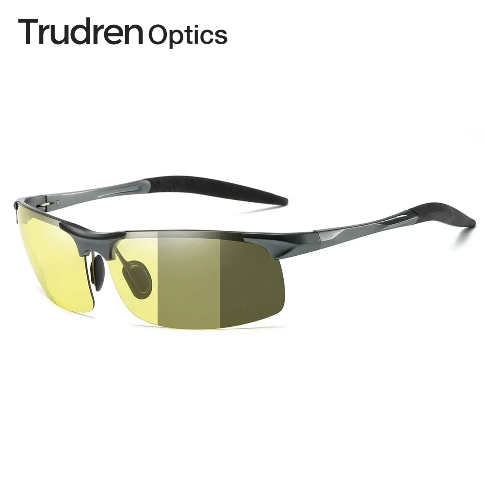 

Trudren Mens Sport Photochromic Sunglasses for Day Night Driving Glasses Aluminum Wraparound Photo Chromic Running Glass 5933