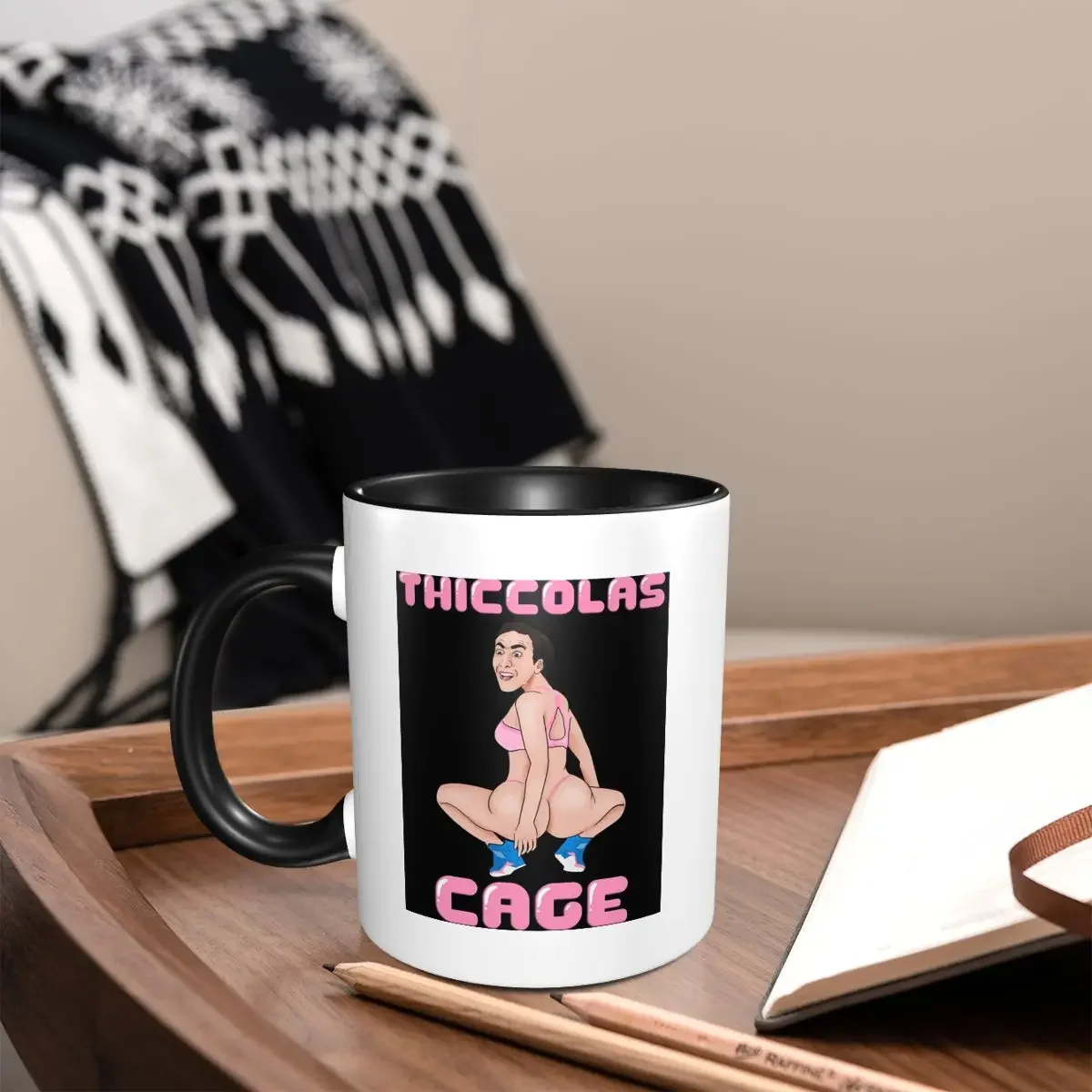 Thiccolas Cage Dummy Thicc Nicolas Cage Meme Mug Funny Ceramic Coffee Cups Tea Mugs Milk Cup Drinkware Gifts for Woman Man