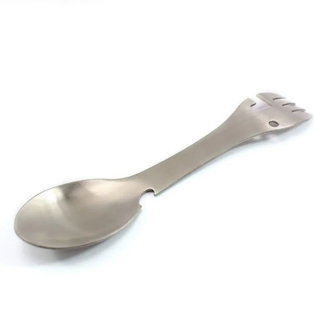 

2 Pcs Multifunctional Tableware Use Spoon Spork Camping Utensils Serving Fork Sporks Reusable Stainless Steel Hiking Travel