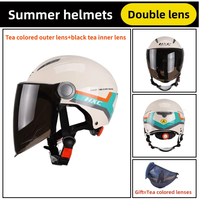 

Electric Bikes Motorcycles Summer Sun Protection Breathable Helmets Universal Dual Lenses for All Seasons UV Protection