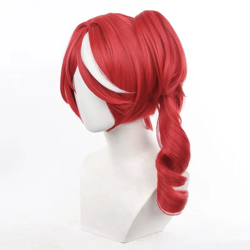 Anime Cos Wig Under Truth Series Red Detachable Jaw Clip Ponytail Priestess Crimson Wig Rose Net Heat Resistant Synthetic Fiber