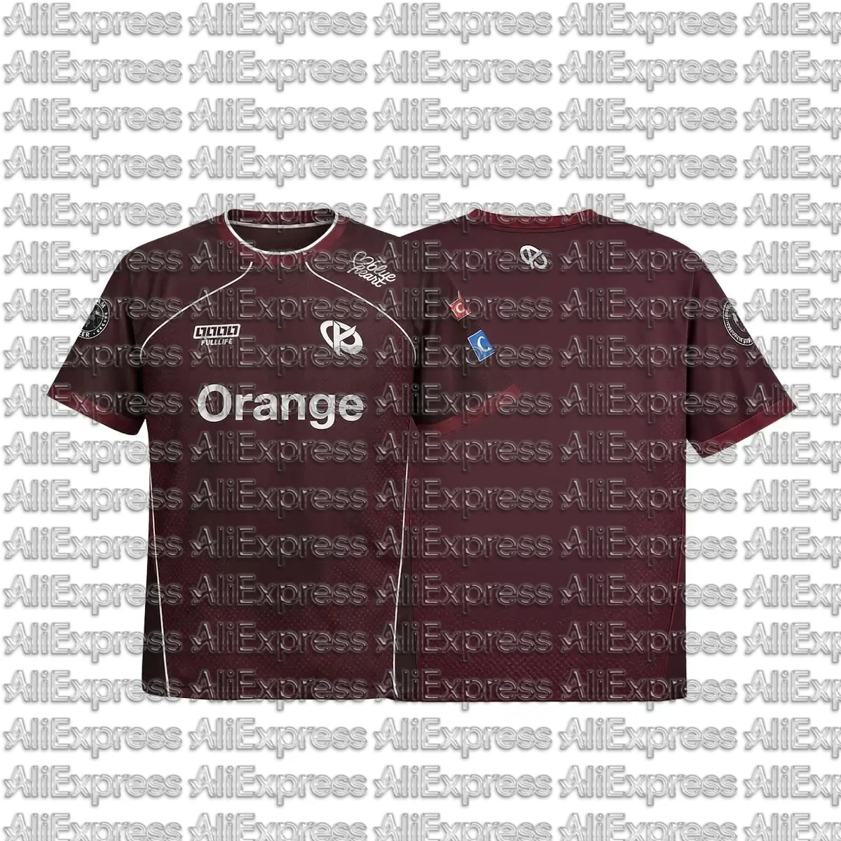 Fearless Contract KC Team Uniform Men's Orange Letter Multi Logo Printed Short Sleeved T-shirt Sports Uniform Top