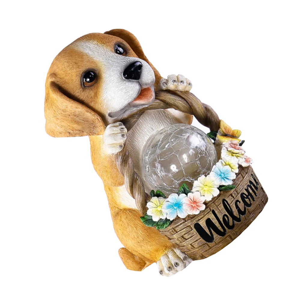

Solar Energy Light Resin Craft Garden Yard Adornment Waterproof Outdoor Lawn Decor Creative Dog Statue Night Glowing Chic Home